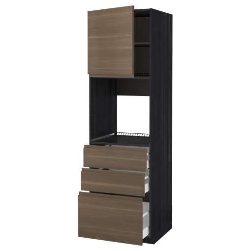 METOD/MAXIMERA, high cabinet for oven with door/3 drawers, 60x60x200 cm, 694.639.98