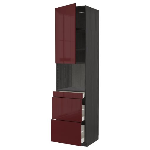 METOD/MAXIMERA, ψηλό ντουλάπι για φούρνο μικρoκυμάτων με αερόθερμο/πόρτα/3 συρτάρια, 60x60x240 cm, 694.683.97