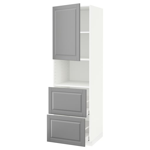 METOD/MAXIMERA, high cabinet for microwave with door/2 drawers, 60x60x200 cm, 694.691.51
