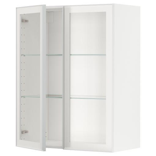 METOD, wall cabinet with shelves/2 glass doors, 80x100 cm, 694.905.72