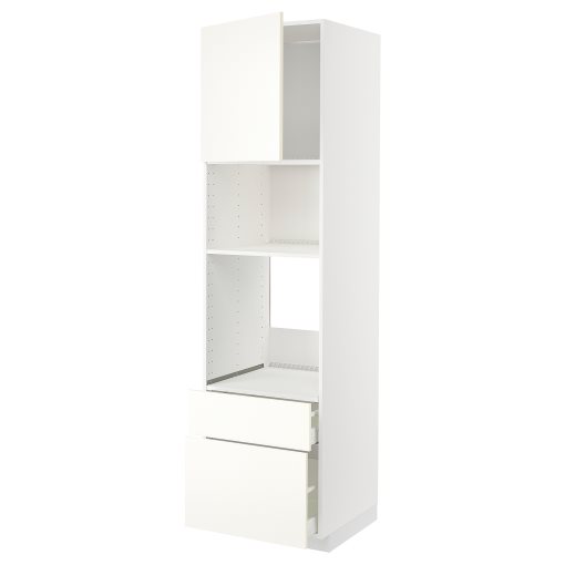 METOD, ψηλό ντουλάπι για φούρνο/φούρνο μικροκυμάτων με πόρτα/2 συρτάρια, 60x60x220 cm, 695.070.54