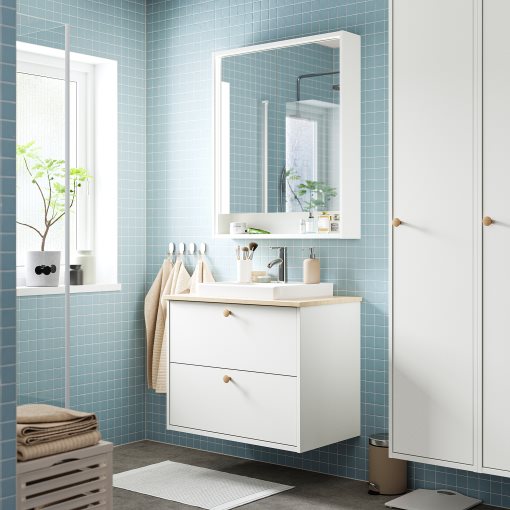 FAXALVEN, ντουλάπι με καθρέφτη με ενσωματωμένο φωτισμό, 80x15x95 cm, 695.167.13