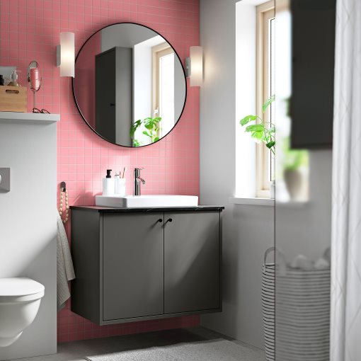 HAVBACK/ORRSJON, βάση νιπτήρα με πόρτες/νιπτήρα/μπαταρία, 82x49x71 cm, 695.299.75