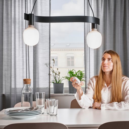 ACKJA/TRÅDFRI, pendant lamp wave shaped with light bulb/smart wireless dimmable, 695.371.26