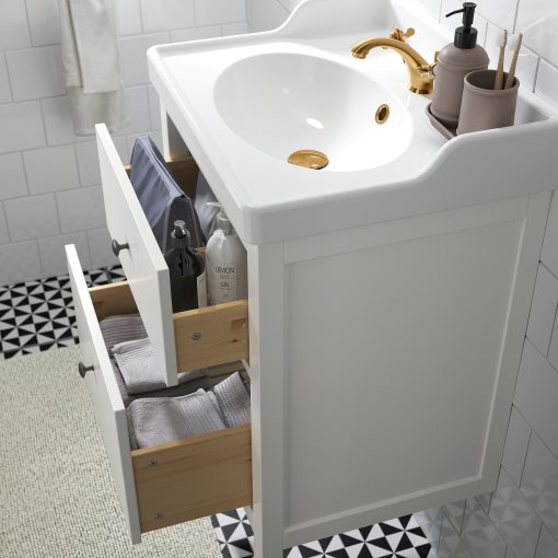 HEMNES/RUTSJON, wash-stand with drawers/wash-basin/tap, 62x49x95 cm, 695.599.91
