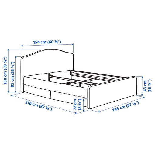RAMNEFJALL, upholstered bed frame, 140x200 cm, 695.602.30