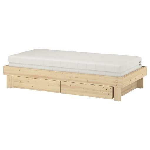 GLAMBERGET, extendable bed with storage and 2 mattresses, 80x200 cm, 695.683.54