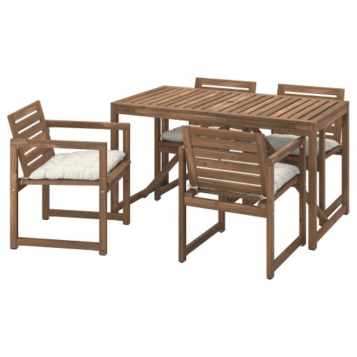 NÄMMARÖ, table with 4 chairs with armrests/outdoor, 140x75 cm, 695.752.55