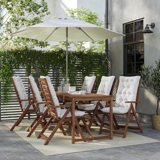 NÄMMARÖ, table with 6 reclining chairs/outdoor, 200x75 cm, 695.753.02