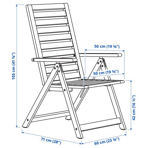 NÄMMARÖ, table with 6 reclining chairs/outdoor, 200x75 cm, 695.753.02
