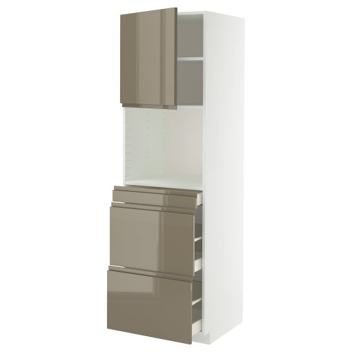 METOD, high cabinet for microwave combi with door/3 drawers, 60x60x200 cm, 695.767.64