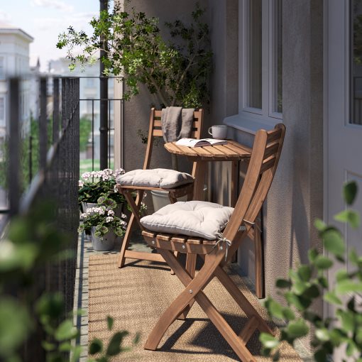 ASKHOLMEN, table for wall and 2 chrairs/foldable/outdoor, 70x44 cm, 695.782.49