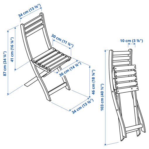 ASKHOLMEN, table for wall and 2 chrairs/foldable/outdoor, 70x44 cm, 695.782.49