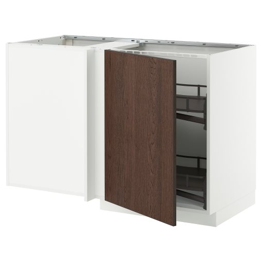 METOD, corner base cabinet with pull-out fitting, 128x68 cm, 695.851.36