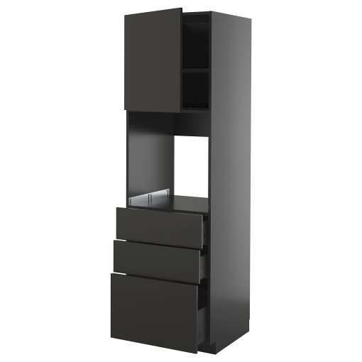 METOD/KNIVSHULT, high cabinet for oven with door/3 drawers, 60x60x200 cm, 695.898.08