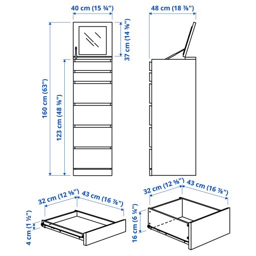 MALM, chest of 6 drawers, 704.035.93