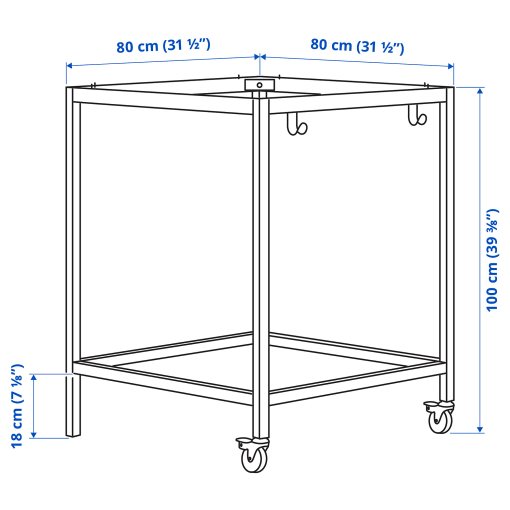 TROTTEN, underframe for table top, 80x80x100 cm, 704.871.87