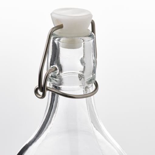 KORKEN, bottle with stopper/clear glass/patterned, 1 l, 705.303.03