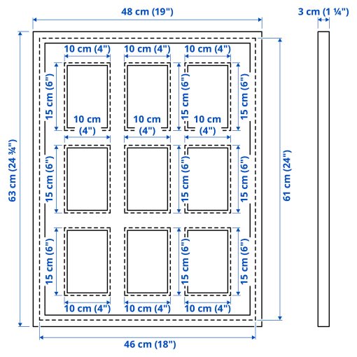 RODALM, κορνίζα για 9 φωτογραφίες, 46x61 cm, 705.537.09