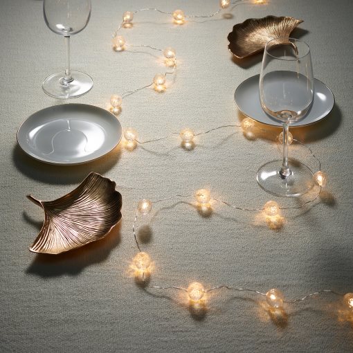 STRÅLA, γιρλάντα φωτισμού με ενσωματωμένο φωτισμό LED/30 λαμπτήρες/παγόσφαιρα/λειτουργία με μπαταρία, 705.626.81