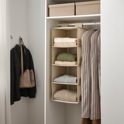 RAGODLING, hanging storage with 4 compartments/textile, 36x45x92 cm, 705.658.25