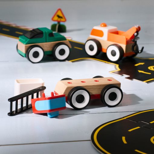 LILLABO, 3-piece vehicle set/fire truck/sports car/tow truck, 705.893.55