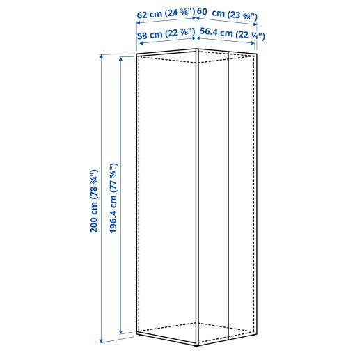 LASTARE, frame with doors, 60x62x200 cm, 705.964.69