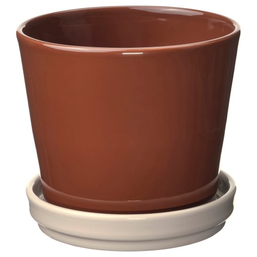 KLOTLÖNN, plant pot with saucer in/outdoor, 12 cm, 705.982.65