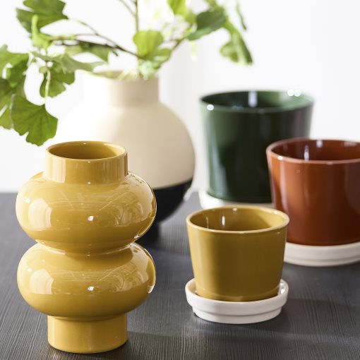 KLOTLÖNN, plant pot with saucer in/outdoor, 12 cm, 705.982.65