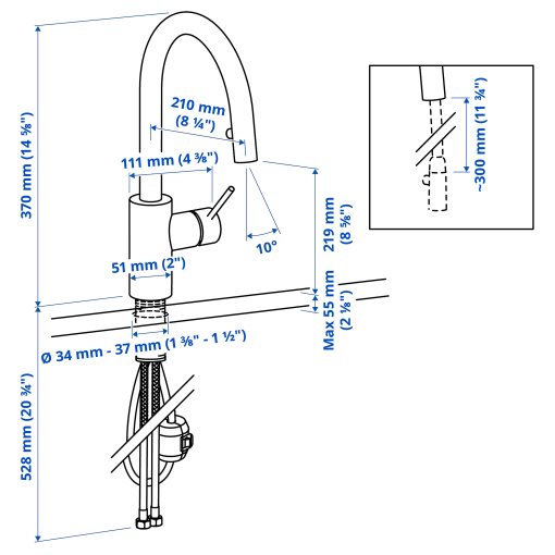 SALLSJÖN, kitchen mixer tap pull out, 706.089.38