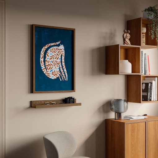 RODALM, frame with poster/leaf cat, 50x70 cm, 706.240.14