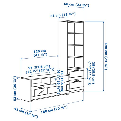 BRIMNES, TV storage combination, 791.843.41