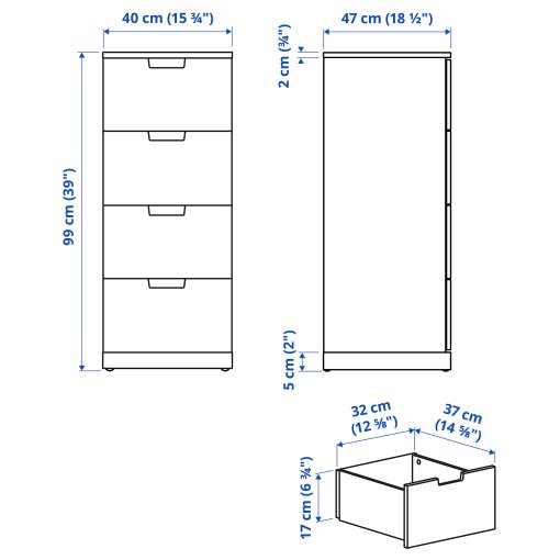 NORDLI, συρταριέρα με 4 συρτάρια, 40X99 cm, 792.398.43