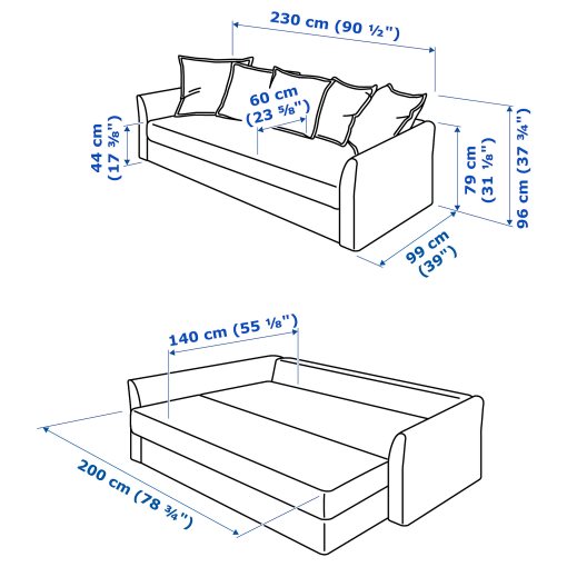 HOLMSUND, three-seat sofa-bed, 792.407.66
