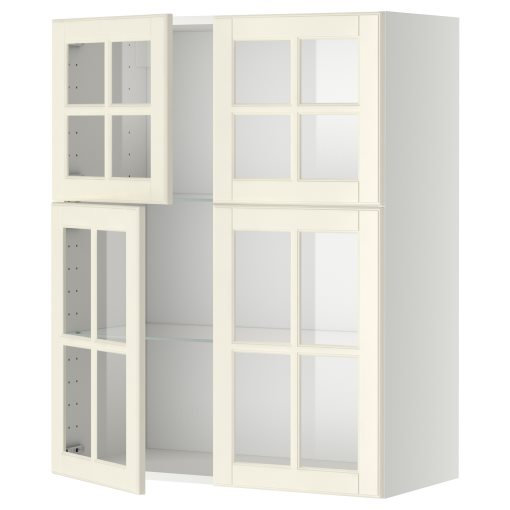 METOD, ντουλάπι τοίχου με ράφια/4 γυάλινες πόρτες, 80x100 cm, 793.949.85