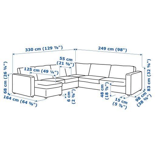 VIMLE, corner sofa, 5-seat with chaise longue, 793.996.76