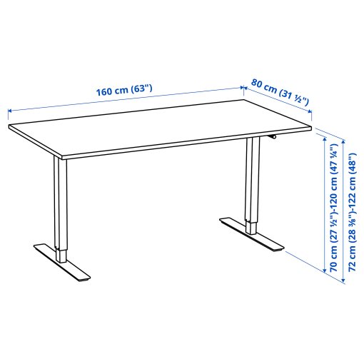 TROTTEN, desk sit/stand, 160x80 cm, 794.296.02