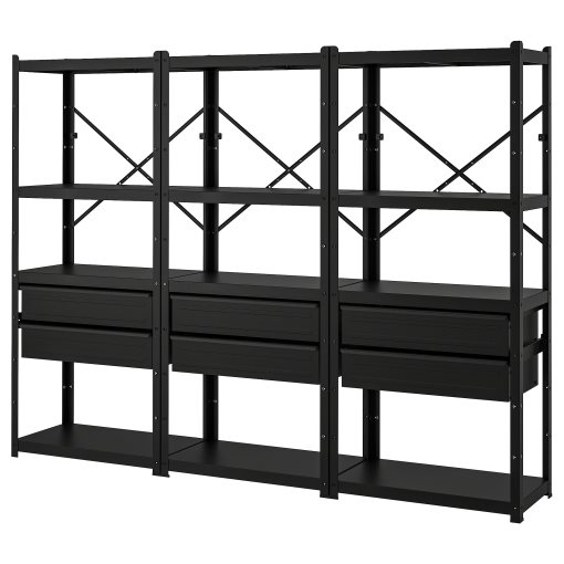 BROR, shelving unit with drawers/shelves, 254x40x190 cm, 794.369.09