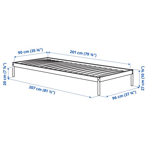 VEVELSTAD, bed frame with 2 headboards, 90x200 cm, 794.418.02