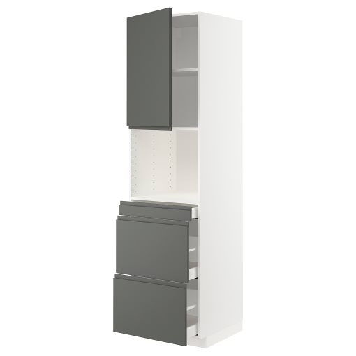 METOD/MAXIMERA, ψηλό ντουλάπι για φούρνο μικρoκυμάτων με αερόθερμο/πόρτα/3 συρτάρια, 60x60x220 cm, 794.580.34