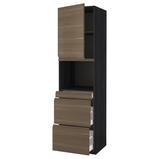 METOD/MAXIMERA, high cabinet for microwave combi with door/3 drawers, 60x60x220 cm, 794.591.37