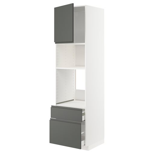 METOD/MAXIMERA, high cabinet for oven/microwave with door/2 drawers, 60x60x220 cm, 794.663.88