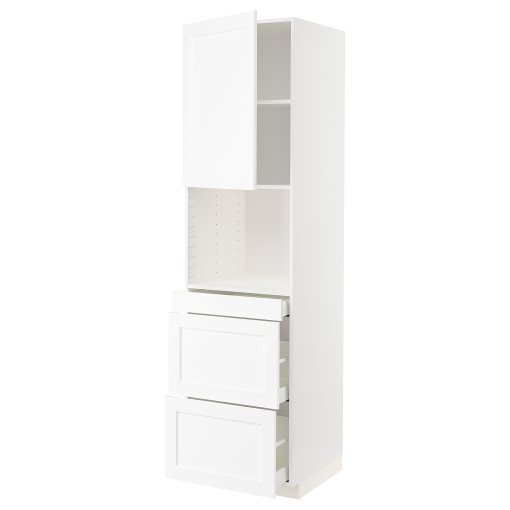 METOD/MAXIMERA, high cabinet for microwave combi with door/3 drawers, 60x60x220 cm, 794.733.60