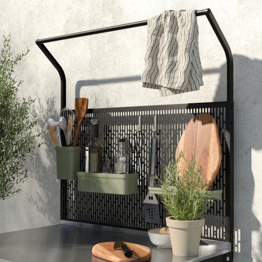 GRILLSKÄR, kitchen island with back panel/outdoor, 86x61x176 cm, 794.952.44