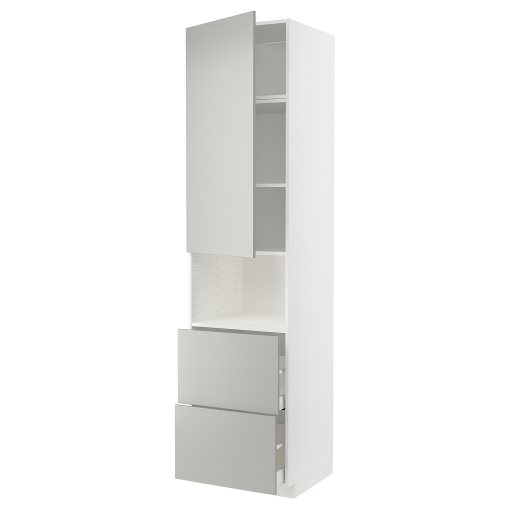 METOD, high cabinet for microwave with door/2 drawers, 60x60x240 cm, 795.382.34