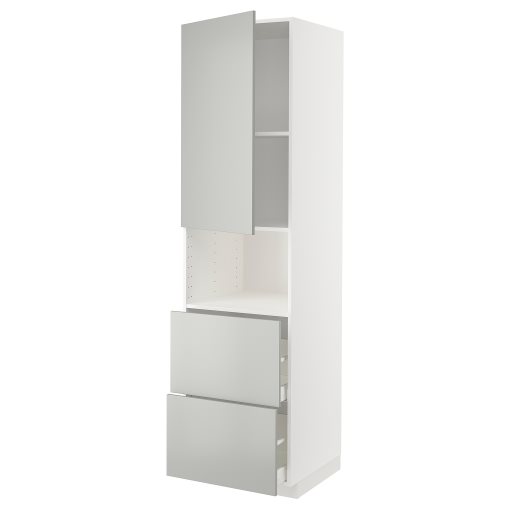 METOD, high cabinet for microwave with door/2 drawers, 60x60x220 cm, 795.391.39