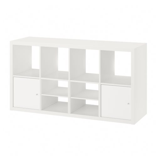 KALLAX, shelving unit with 2 doors/2 shelf inserts, 147x77 cm, 795.529.08