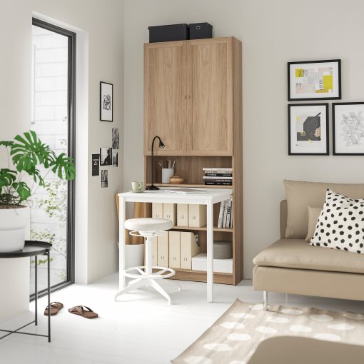 BILLY/OXBERG, βιβλιοθήκη με γραφείο, 80x202 cm, 795.639.40