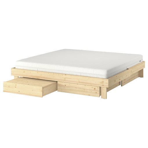 GLAMBERGET, bed frame with storage and mattress, 160x200 cm, 795.684.95