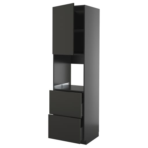METOD/KNIVSHULT, high cabinet for oven with door/2 fronts/2 high drawers, 60x60x220 cm, 795.871.30